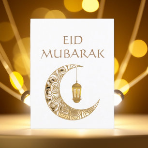 Goldener Halbmond & Laterne Eid Mubarak Islamisch Postkarte