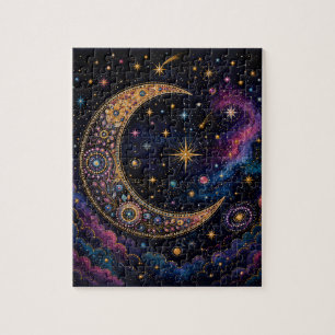 Goldener Halbmond & Magischer Sternenhimmel Puzzle
