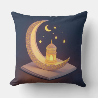 Goldener Halbmond mit islamischer Laternenkunst Kissen