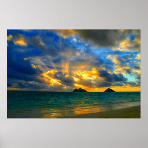 Goldener hawaiischer tropischer poster