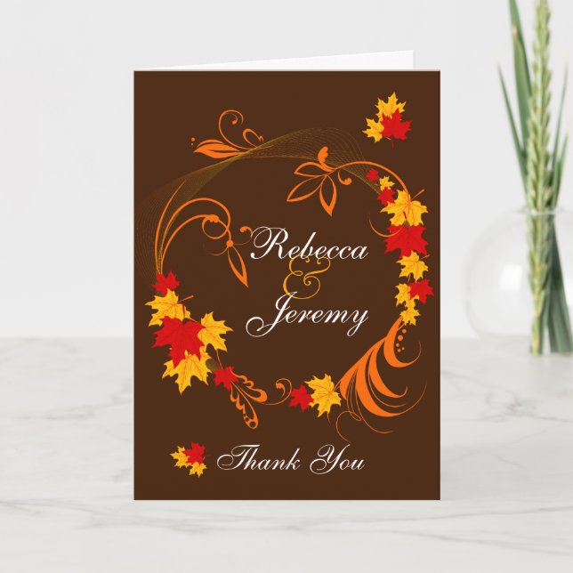 Goldener Herbst Blüh Hochzeit Danke (Vorderseite)