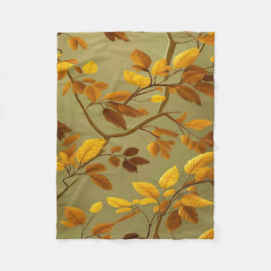 "Goldener Herbst: Ein nahtloses 3D-Blattmuster  Fleecedecke