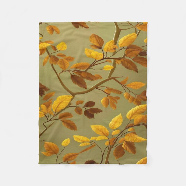 "Goldener Herbst: Ein nahtloses 3D-Leaf-Muster Fleecedecke (Vorderseite)