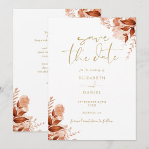 Goldener Herbst Floral QR Code Hochzeit Save The Date