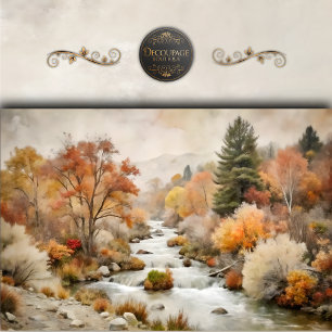 Goldener Herbst Fluss Découpage Seidenpapier