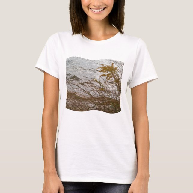 Goldener Herbst gegen coolen Grausee T-Shirt (Vorderseite)