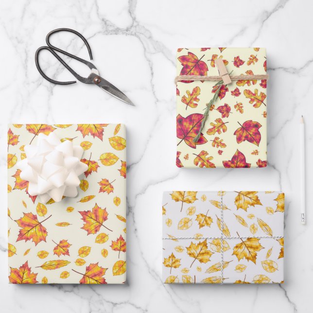 Goldener Herbst Geschenkpapier Set (Vorderseite)