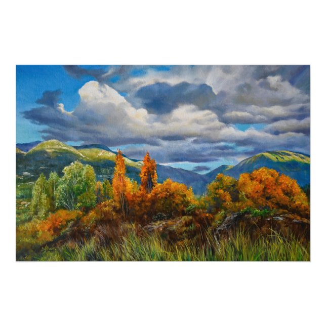 Goldener Herbst im Gebirge Fotodruck (Vorne)