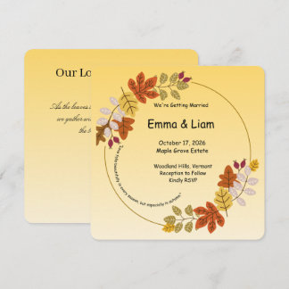 Goldener Herbstkranz Hochzeits-Einladung – Elegant