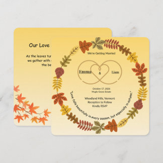 Goldener Herbstkranz Hochzeitseinladung – Elegant Einladung