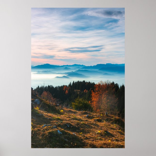 Goldener Herbsttag über den Wolken Poster (Vorne)