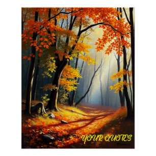 Goldener Herbstwaldweg Poster