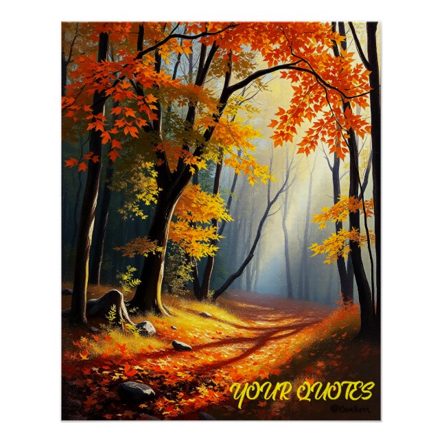 Goldener Herbstwaldweg Poster (Vorderseite)