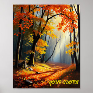 Goldener Herbstwaldweg Poster