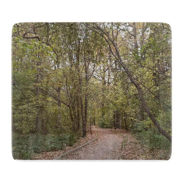 Goldener Herbstwaldweg Schneidebrett (Vorderseite)
