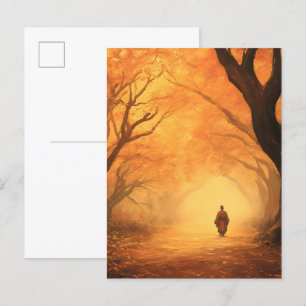 Goldener Herbstzen Ankündigungspostkarte