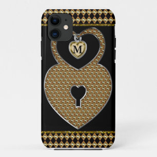 Goldener Herz-Verschluss mit Charme-Monogramm Case-Mate iPhone Hülle