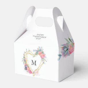 Goldener Herzrahmen Blütenblume Monogramm Valentin Geschenkschachtel