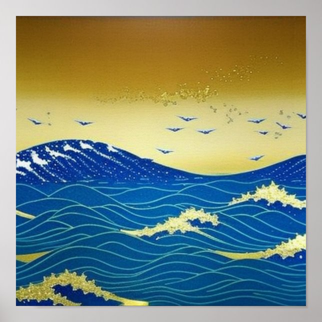 Goldener Himmel auf Sea Poster (Vorne)