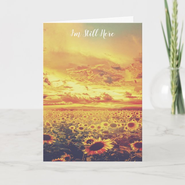 Goldener Himmel, Sonnenblumen und Comfort Gedicht  Karte (Vorderseite)