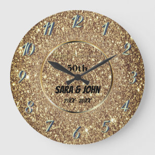 Goldener Hintergrund, eleganter goldener Kreis Hoc Große Wanduhr