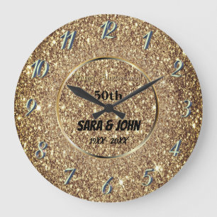 Goldener Hintergrund, goldener Kreis, elegante Hoc Große Wanduhr