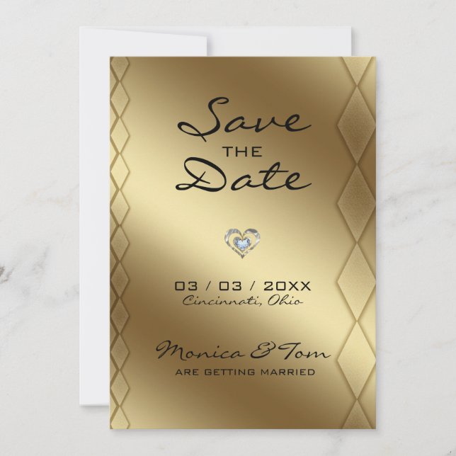 Goldener Hintergrund Save The Date (Vorderseite)