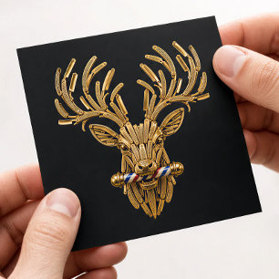 Goldener Hirsch Rasiermesser Friseursalon-Logo Fri Quadratische Visitenkarte