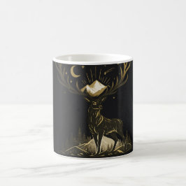 Goldener Hirschmond & Berge Wald Tasse