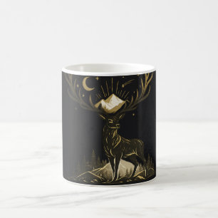 Goldener Hirschmond & Berge Wald Tasse