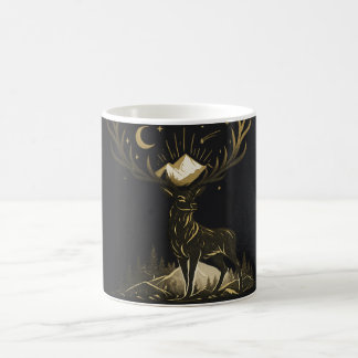 Goldener Hirschmond & Berge Wald Tasse