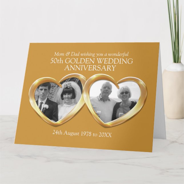 Goldener Hochzeitstag nach der aktuellen Fotokarte Karte (Vorderseite)