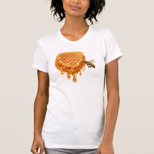 Goldener Honigwabentropfen mit Honigbiene T-Shirt