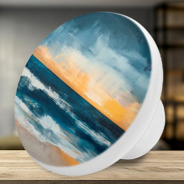Goldener Horizont - Abstrakte Küste Keramikknauf