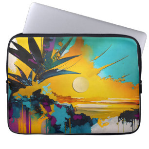 Goldener Horizont – Abstrakter tropischer Sonnenun Laptopschutzhülle