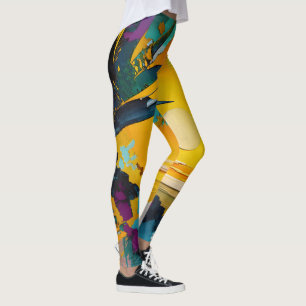 Goldener Horizont – Abstrakter tropischer Sonnenun Leggings