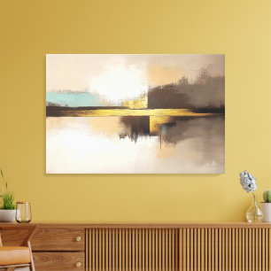 Goldener Horizont – Minimalistische abstrakte Land Leinwanddruck