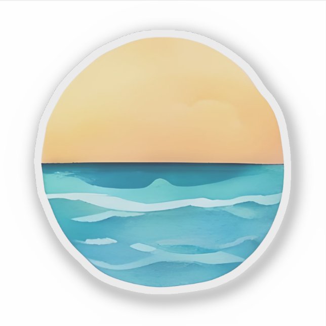 Goldener Horizont über ruhige Meere Aufkleber (Vorderseite)