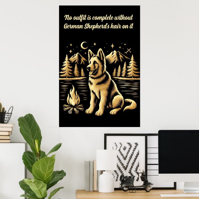 Goldener Hund am Campfire Poster (Heimbüro)