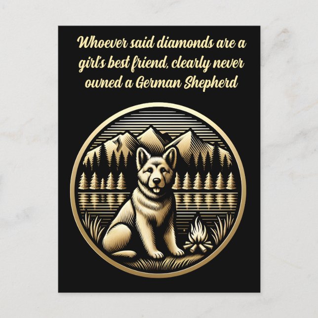 Goldener Hund am Campfire Postkarte (Vorderseite)