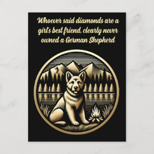 Goldener Hund am Lagerfeuer Postkarte