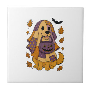 Goldener Hund Geist Halloween Fliese