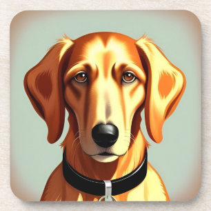 Goldener Hund mit Halsband und Identitätsetikett Getränkeuntersetzer