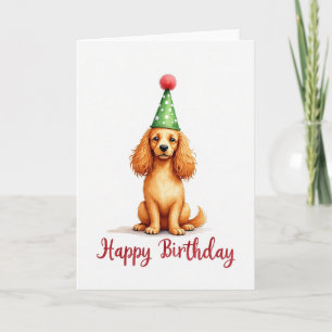 Goldener Hunde-Partyhut-Grußkarte Karte