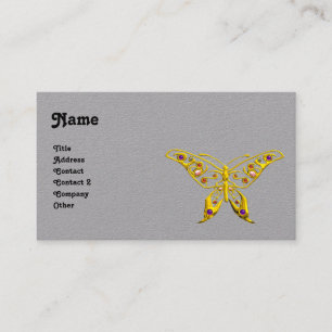 GOLDENER HYPER SCHMETTERLING Graues Papier Visitenkarte