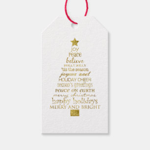 Goldener inspirierender Weihnachtsbaum Frieden Fre Geschenkanhänger
