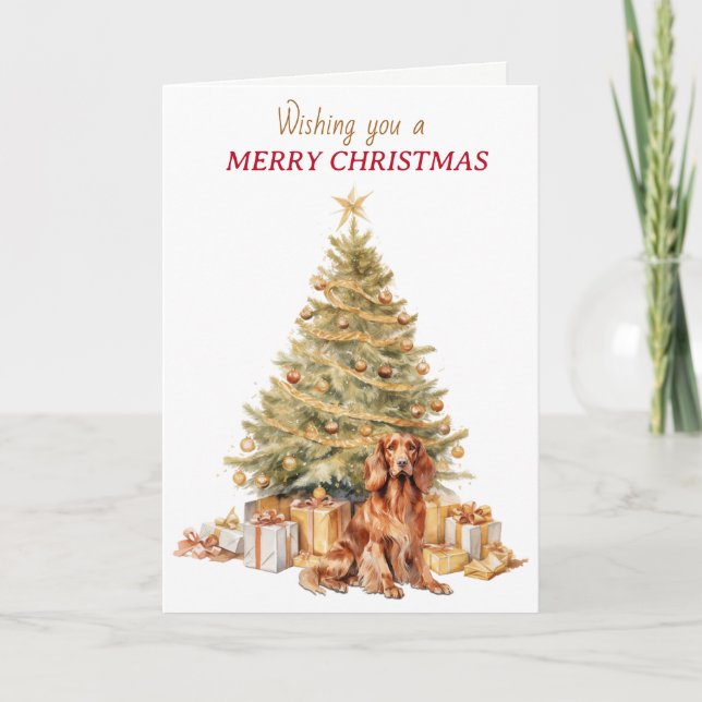 Goldener Irish Setter Hund Weihnachten (Vorderseite)