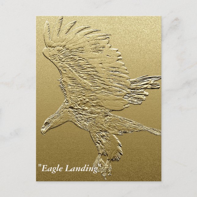 "Goldener Junge" Landing Eagle Goldene Wirkung Kun Postkarte (Vorderseite)