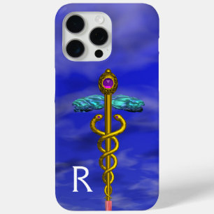 GOLDENER KADUZEUS MEDIZINSYMBOL Blue Sky Monogramm Case-Mate iPhone Hülle
