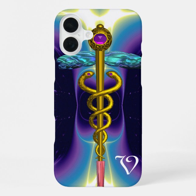 GOLDENER KADUZEUS-MONOGRAMM iPhone HÜLLE (Rückseite)